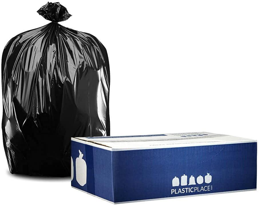 image:imagePlasticplace W14LDB 1216 Gallon Trash Bags 12 Mil Black Garbage Can Liners 24 x 31 250 CountBlack