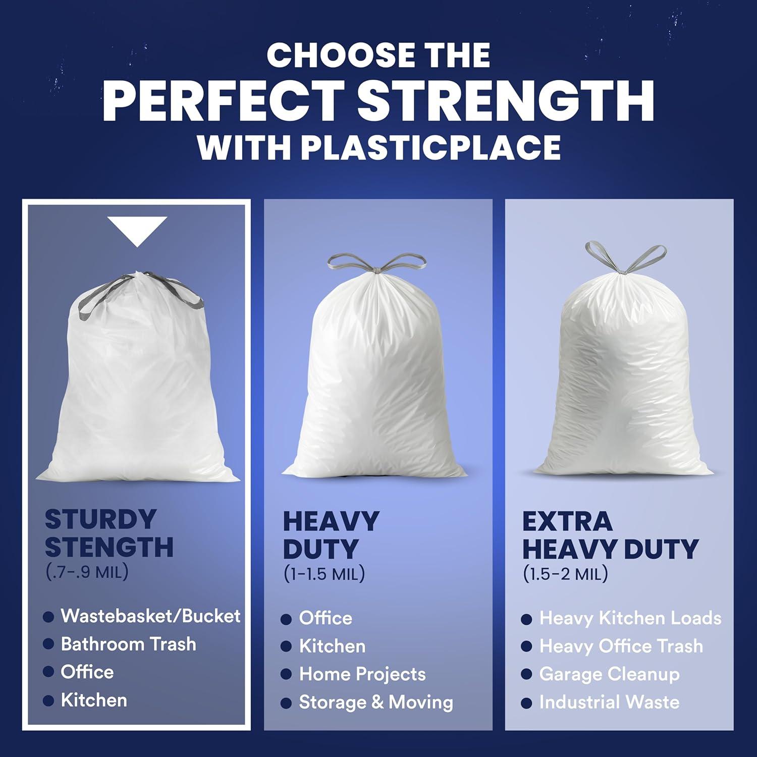 image:imagePlasticplace 13 Gallon Trash Bags 09 Mil White Tall Garbage Can Liners 24 x 27 200 Count