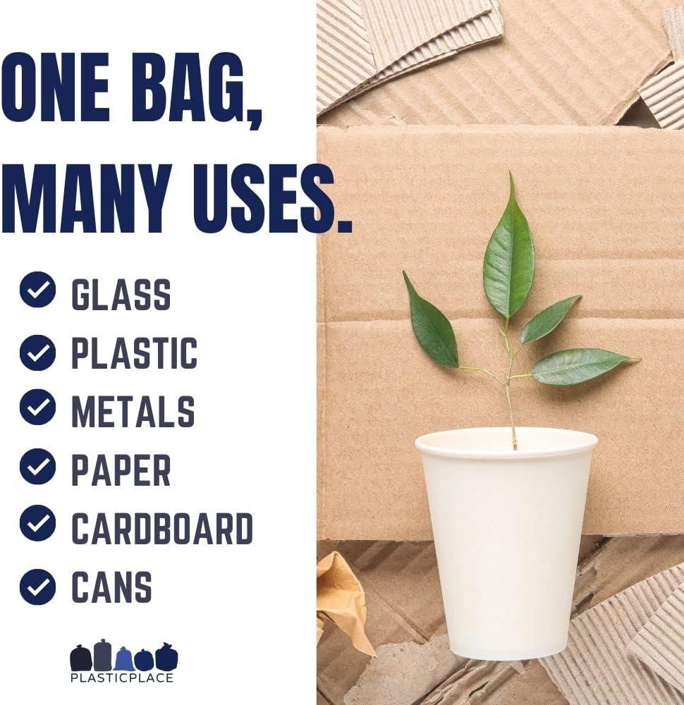 image:imagePlasticplace 3040 Gallon Recycling Trash Bags 12 Mil Blue Garbage Bag Liners 33 x 46 100 Count3040 Gallon