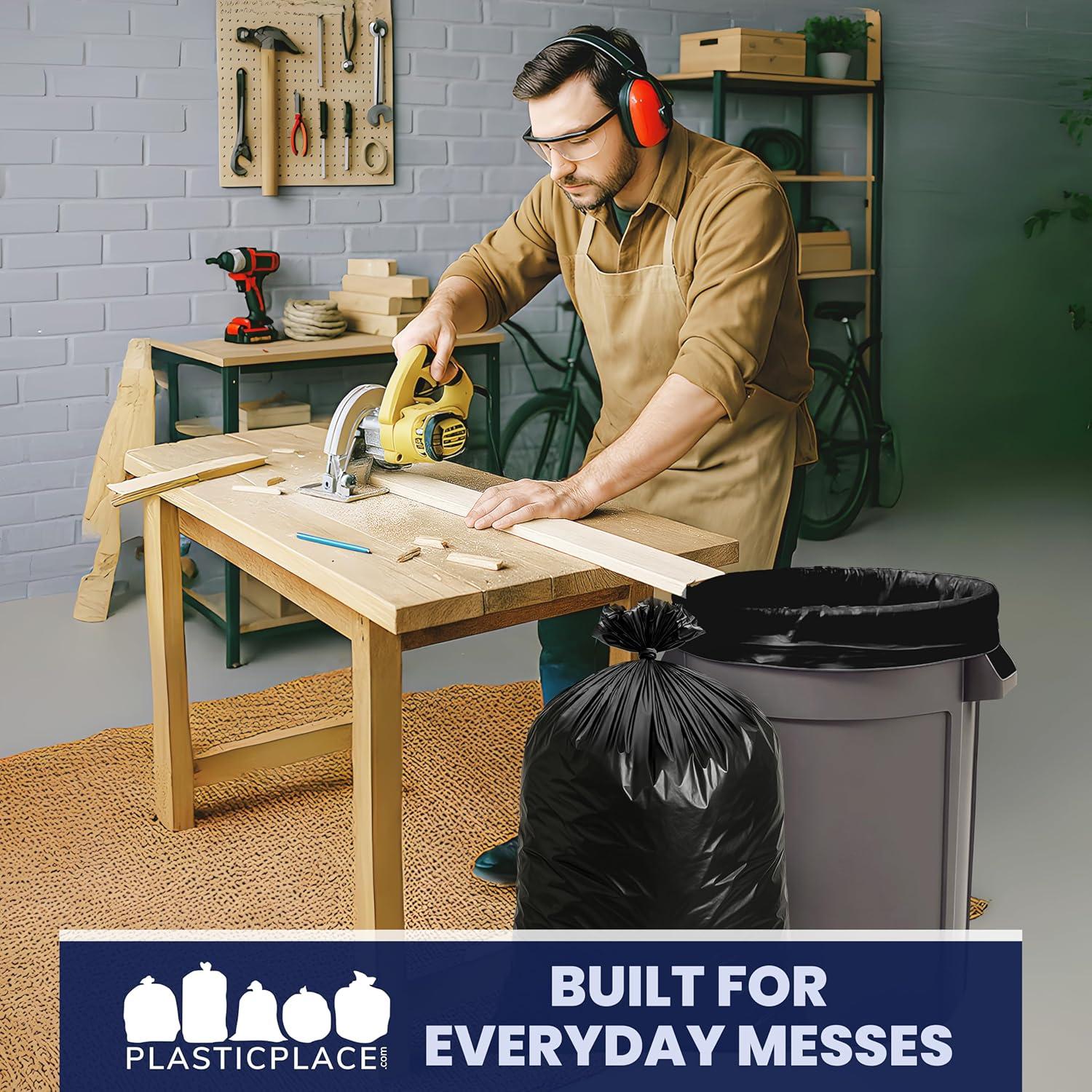 image:imagePlasticplace 3233 Gallon Trash Bags 1 Mil Black Heavy Duty Garbage Can Liners 33 x 39 100 Count23 Mil