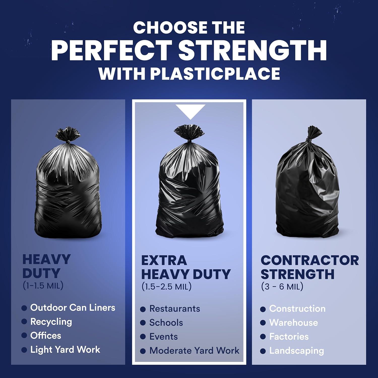 image:imagePlasticplace 3233 Gallon Trash Bags 1 Mil Black Heavy Duty Garbage Can Liners 33 x 39 100 Count23 Mil