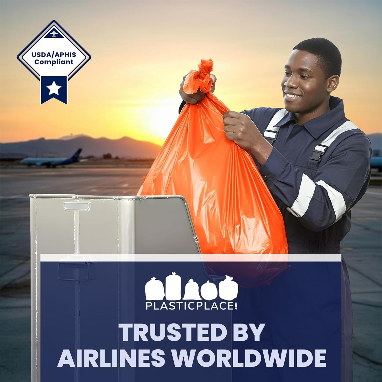 image:imagePlasticplace 3233 Gallon Trash Bags 15 Mil Orange Garbage Can Liners 33 x 39 100 Count W33RNG1542 Gallon 30 Mil