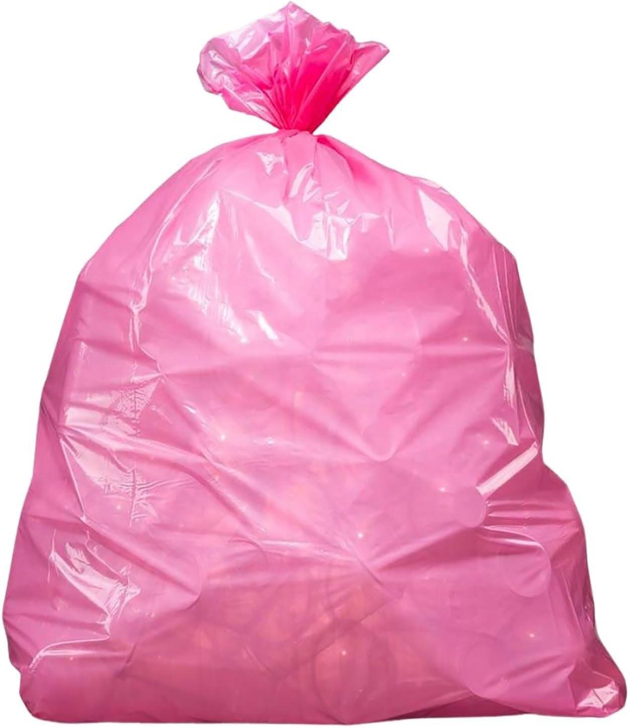 image:imagePlasticplace 3233 Gallon Trash Bags 15 Mil Pink Garbage Can Liners 33 x 39 100 CountPink
