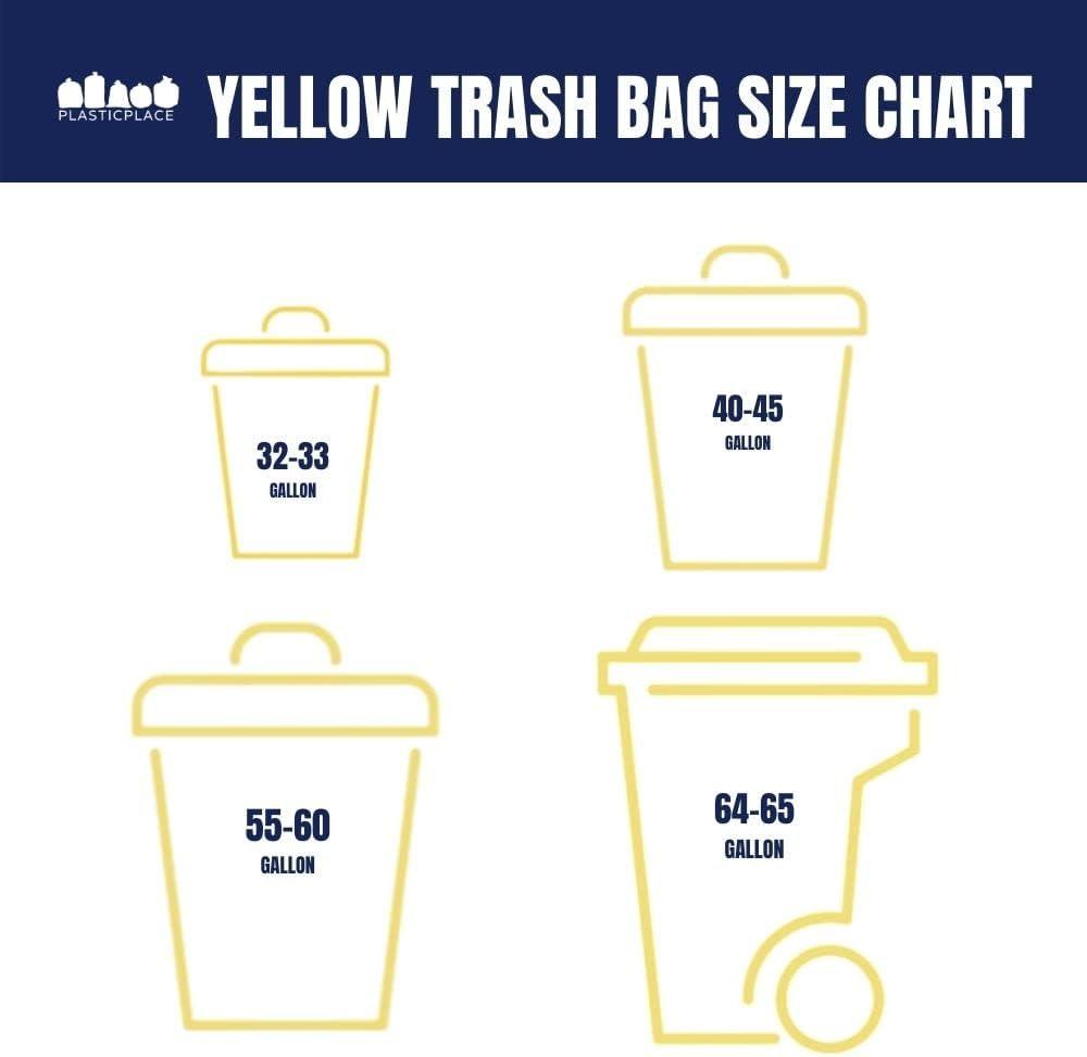 image:imagePlasticplace 3233 Gallon Trash Bags 15 Mil Yellow Garbage Can Liners 33 x 39 100 Count W33Y151 Count Pack of 50