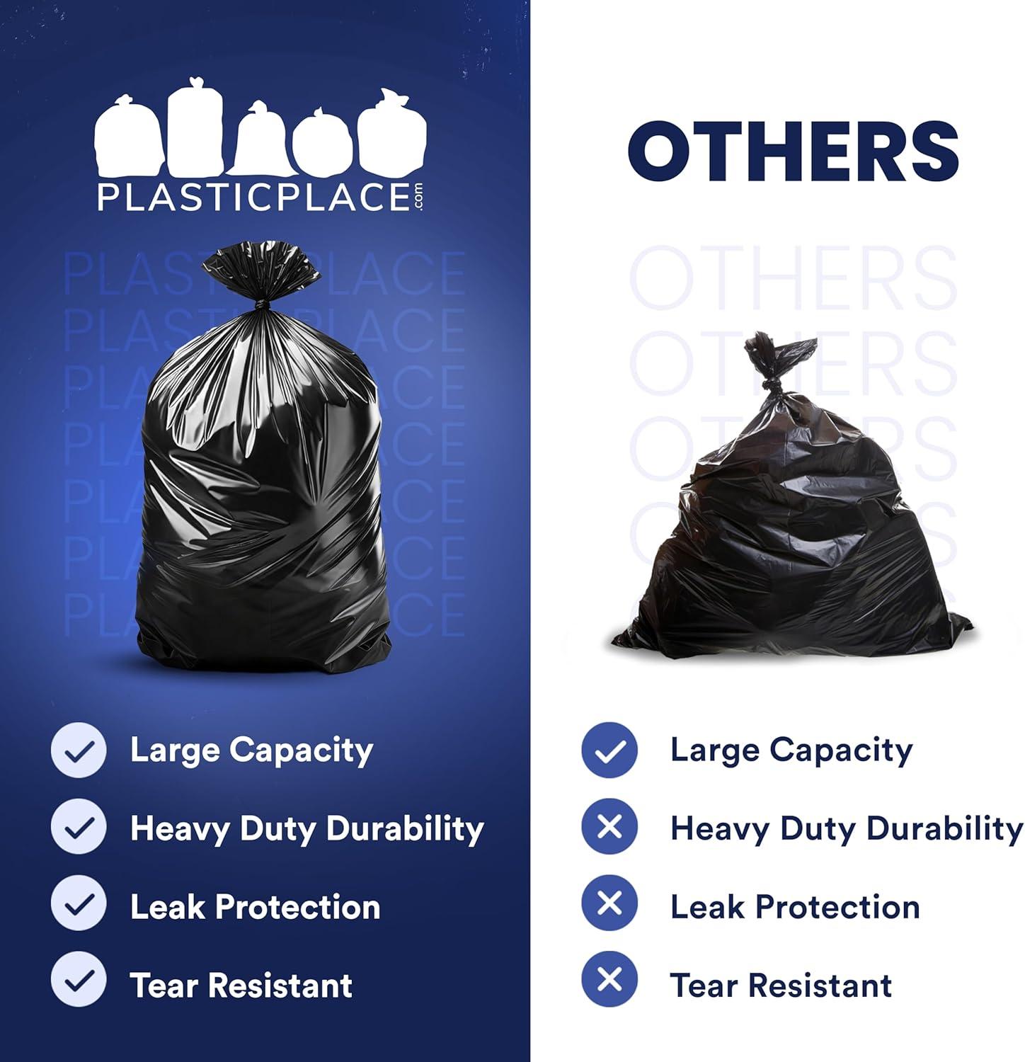 image:imagePlasticplace 55 Gallon Trash Bags 15 Mil Black Garbage Bags 38 X 58 75Count
