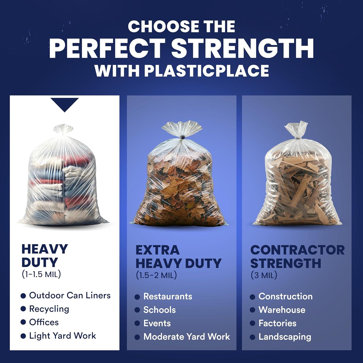 image:imagePlasticplace 5560 gallon Trash Bags 12 Mil Clear Garbage Can Liners 38 x 58 100CountTransparent