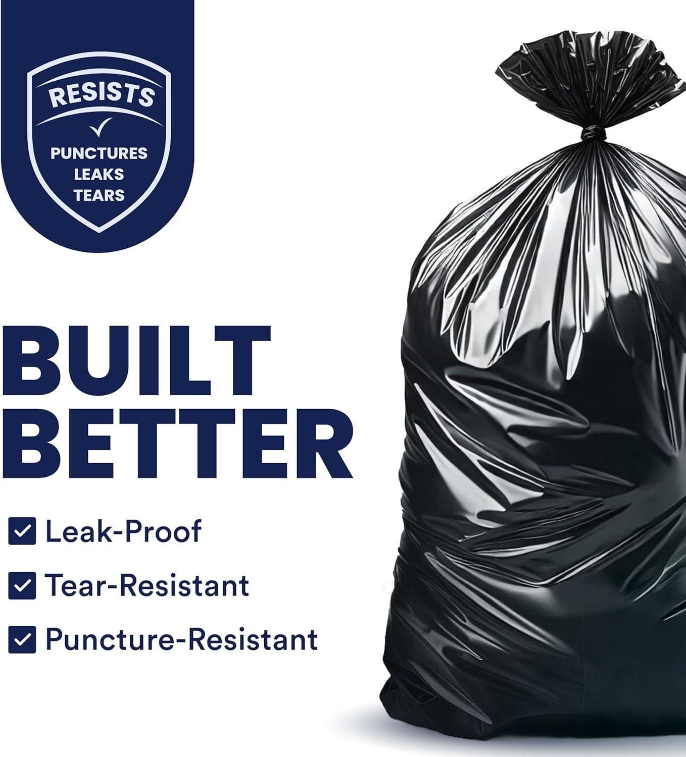 image:imagePlasticplace 56 gallon Trash Bags 15 Mil Clear Heavy Duty Liners Fits Glutton Garbage Can 43 x 46 50 Count W56LDC1Black