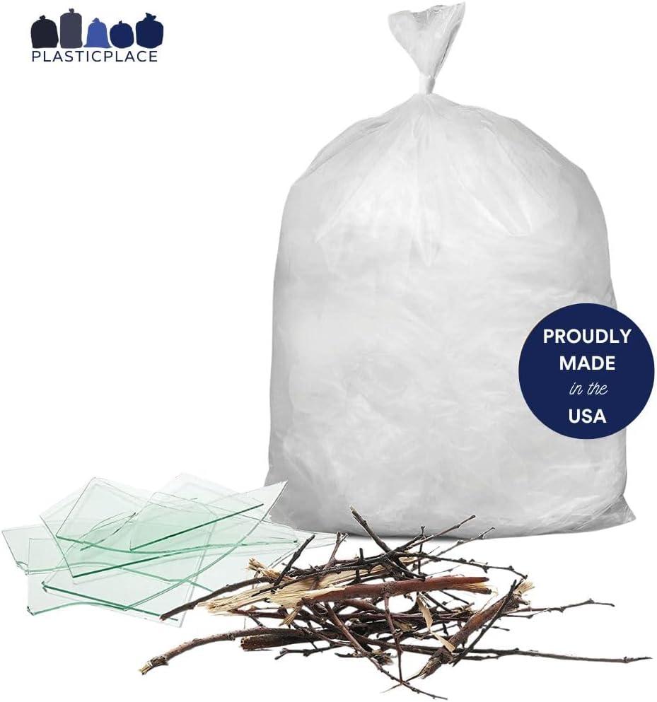 image:imagePlasticplace 56 gallon Trash Bags 15 Mil Clear Heavy Duty Liners Fits Glutton Garbage Can 43 x 46 50 Count W56LDC1Clear
