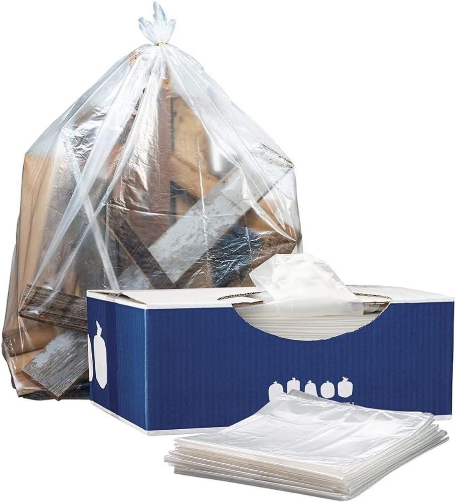 image:imagePlasticplace 6465 Gallon Trash Can Liners for Toter 15 Mil Clear Heavy Duty Garbage Bags 50 X 60 50Count W65LDCTLClear