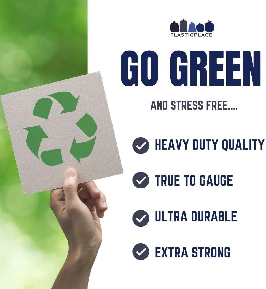 image:imagePlasticplace 65 Gallon Recycling Trash Bags 15 Mil Blue Heavy Duty Garbage Can Liners 50 x 48 50 Count1 Count Pack of 50