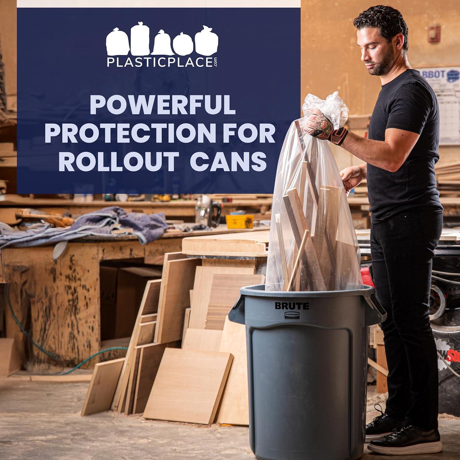 image:imagePlasticplace 65 Gallon Trash Bags 27 Mil Clear Heavy Duty Garbage Can Liners 50 x 48 25 Count1 Count Pack of 25