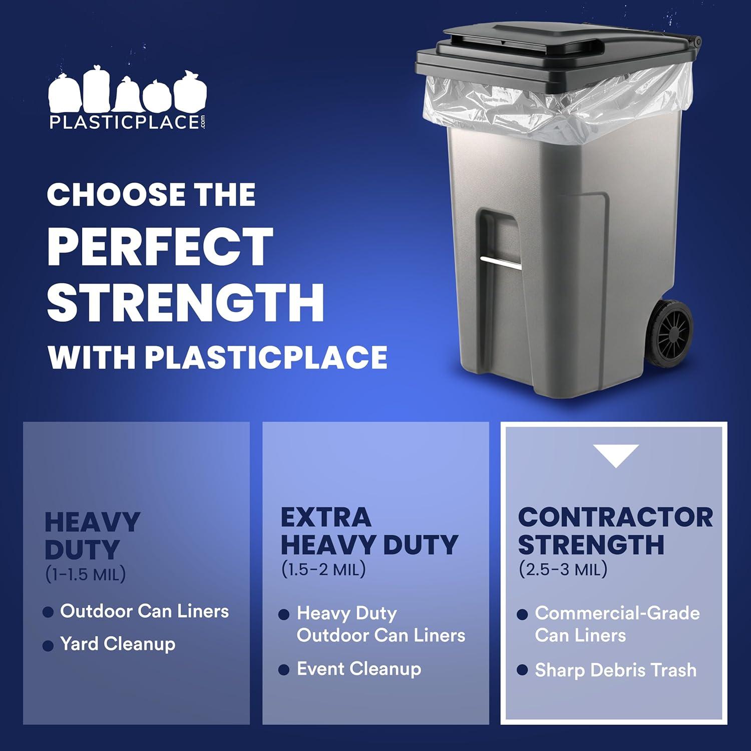 image:imagePlasticplace 65 Gallon Trash Bags 27 Mil Clear Heavy Duty Garbage Can Liners 50 x 48 25 Count1 Count Pack of 25