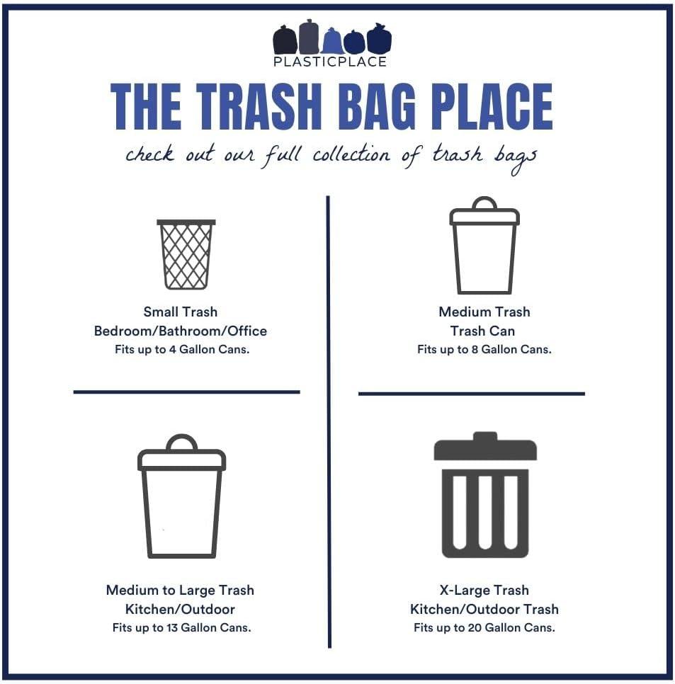 image:imagePlasticplace Contractor Trash Bags 33 Gallon 30 Mil Heavy Duty Garbage Bag 33 x 39 Black 50 CountBlack