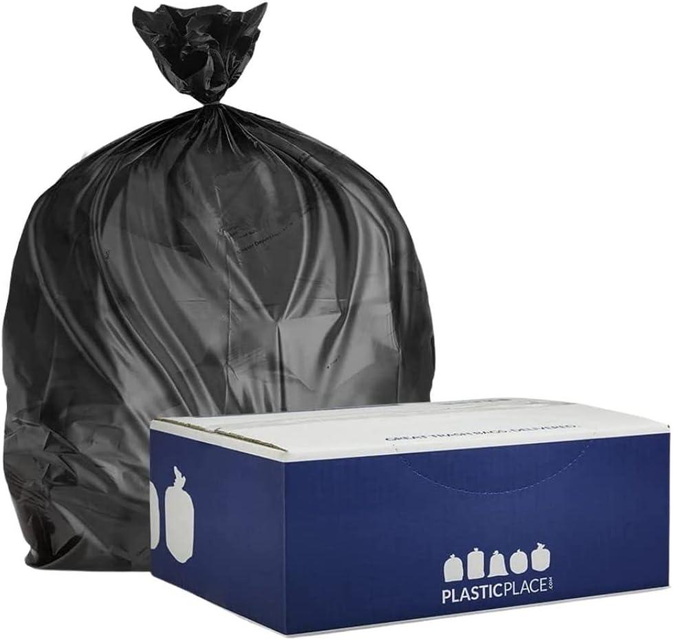 image:imagePlasticplace Contractor Trash Bags 33 Gallon 30 Mil Heavy Duty Garbage Bag 33 x 39 Black 50 CountBlack