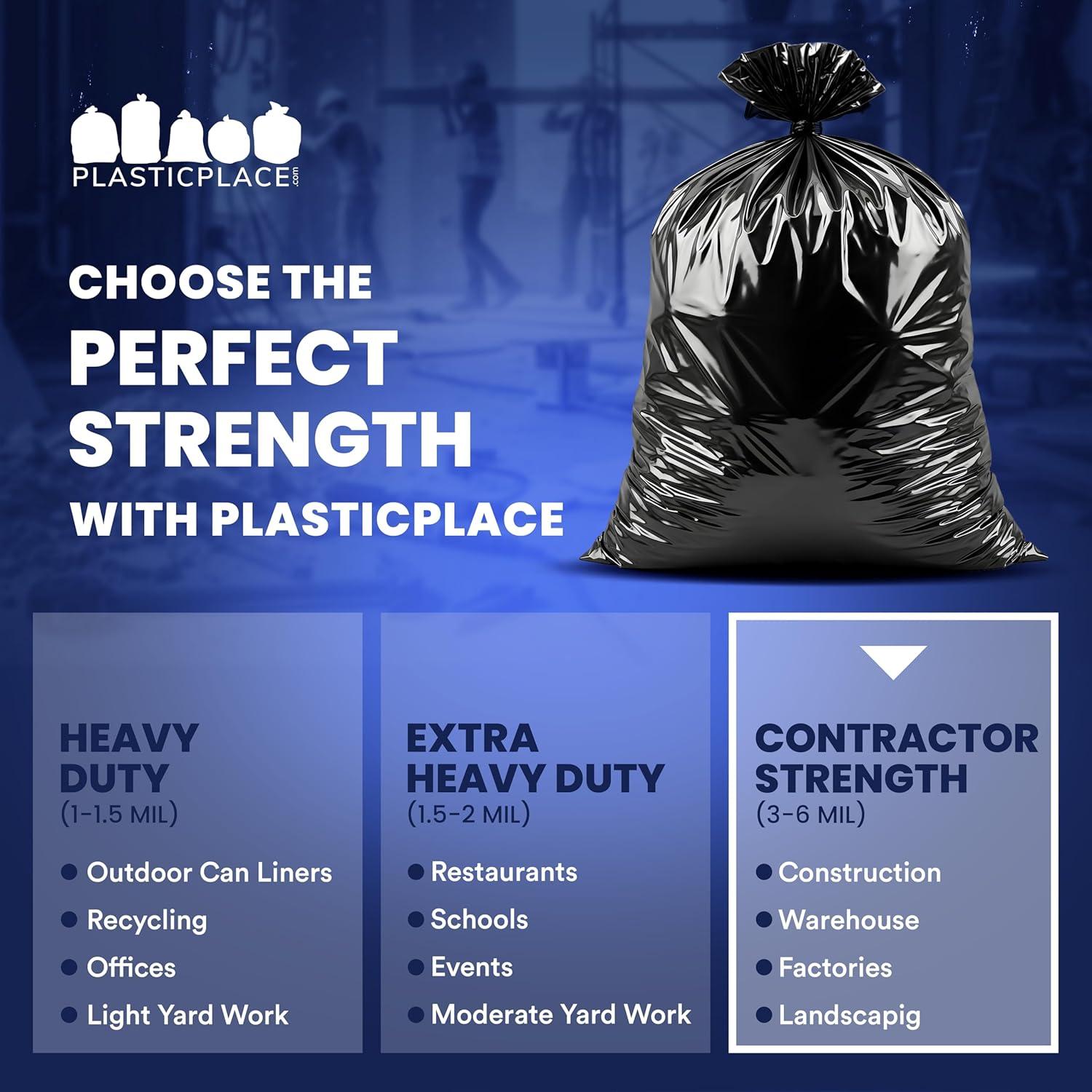 image:imagePlasticplace Contractor Trash Bags 42 Gallon 30 Mil Rolls Black Heavy Duty Garbage Bag 336 x 476 32 CountBlack