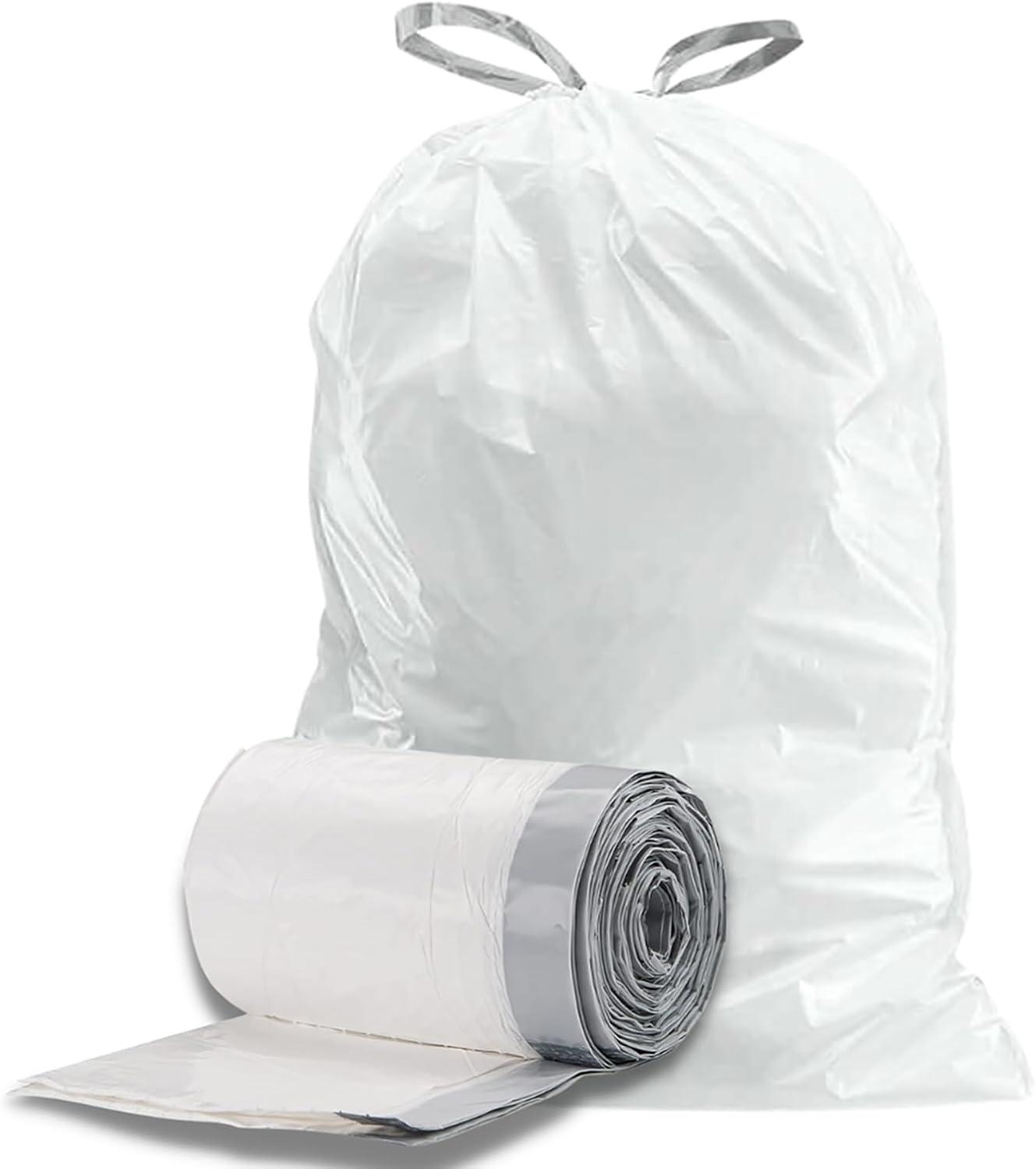 image:imagePlasticplace Custom Fit Trash Bags Compatible with simplehuman Code N 50 Count White Drawstring Garbage Liners 1213 Gallon 4550 Liters 225 x 3151 Count Pack of 200