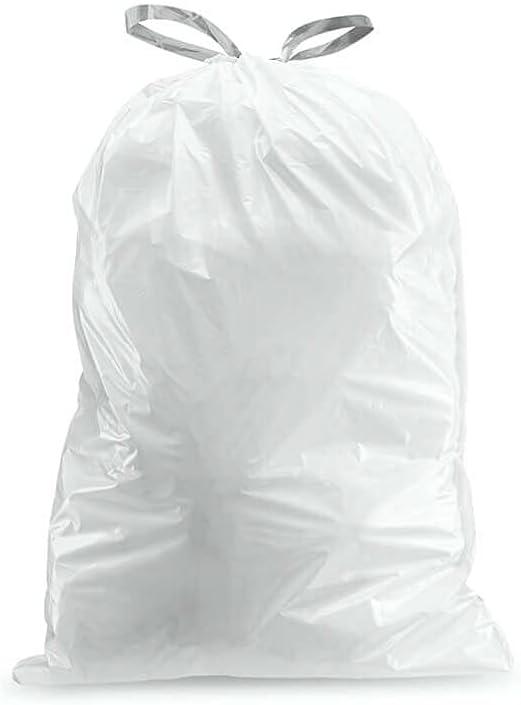 image:imagePlasticplace Custom Fit Trash Bags Compatible with simplehuman Code N 50 Count White Drawstring Garbage Liners 1213 Gallon 4550 Liters 225 x 3151 Count Pack of 200