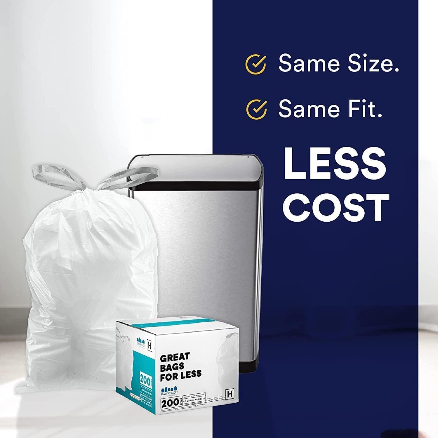 image:imagePlasticplace Custom Fit Trash Bags Compatible with simplehuman Code Q 200 Count Drawstring Garbage Bags 1317 Gallon White TearResistant Tall Kitchen Trash Bags for Garbage Cans Recycling 12 MilUnscented