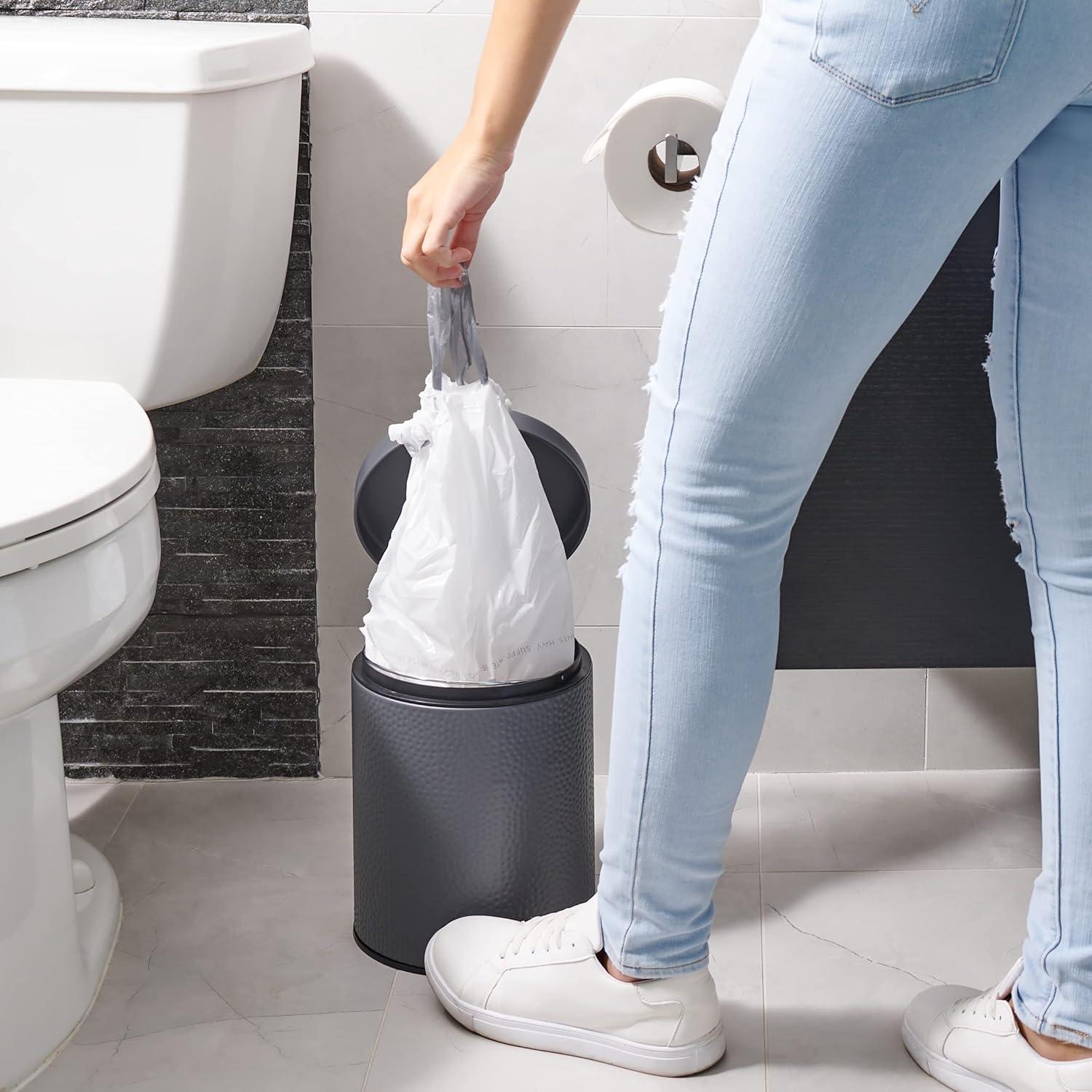 image:imagePlasticplace Custom Fit Trash Bags Compatible with simplehuman Code R 200 Count White Drawstring Garbage Liners 26 Gallon 10 Liter 165 x 18White