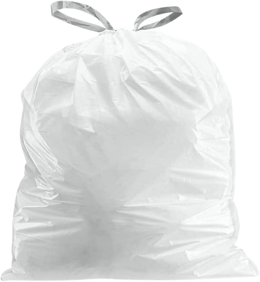 image:imagePlasticplace Custom Fit Trash Bags Compatible with simplehuman Code R 200 Count White Drawstring Garbage Liners 26 Gallon 10 Liter 165 x 18White