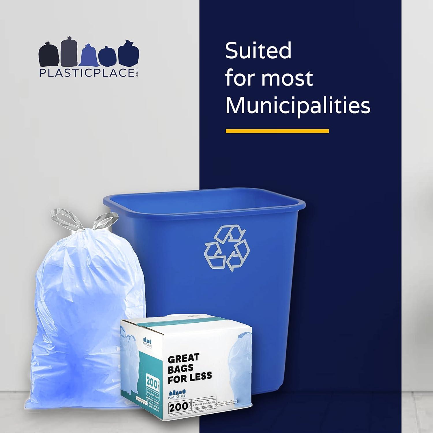 image:imagePlasticplace Custom Fit Trash Bags Compatible with simplehuman Code V 100 Count White Drawstring Garbage Liners 4248 Gallon 1618 Liter 145 x 275Blue