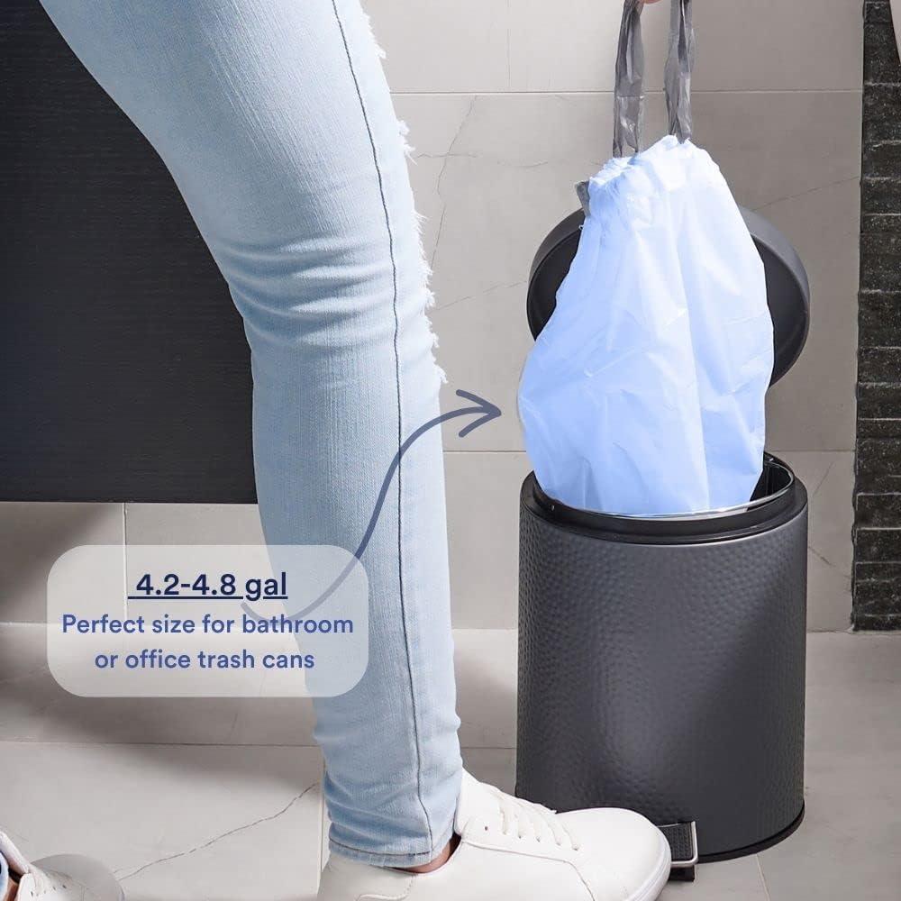 image:imagePlasticplace Custom Fit Trash Bags Compatible with simplehuman Code V 100 Count White Drawstring Garbage Liners 4248 Gallon 1618 Liter 145 x 275Blue