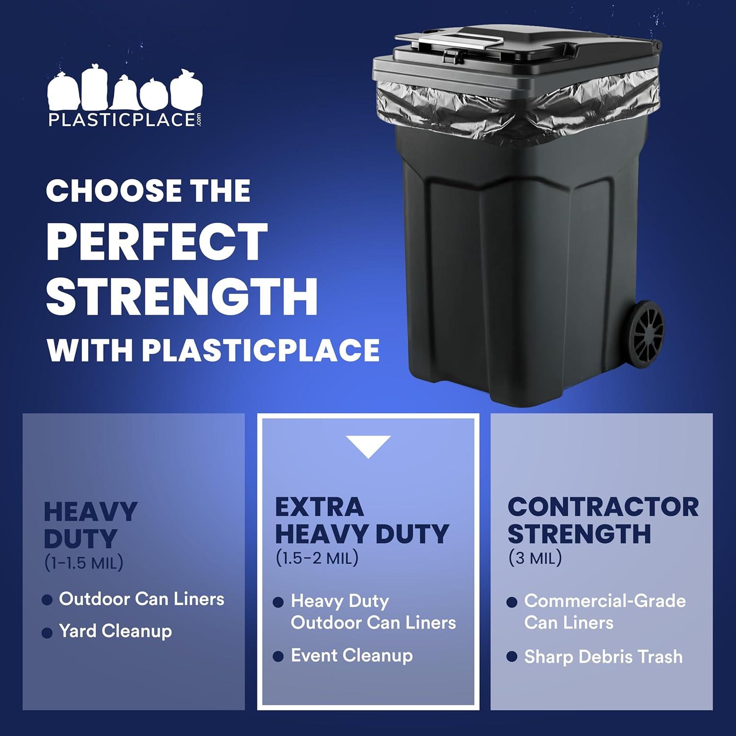 image:imagePlasticplace Trash Bags 15 Mil Black Heavy Duty Garbage Can Liners 50 x 48 100 Count