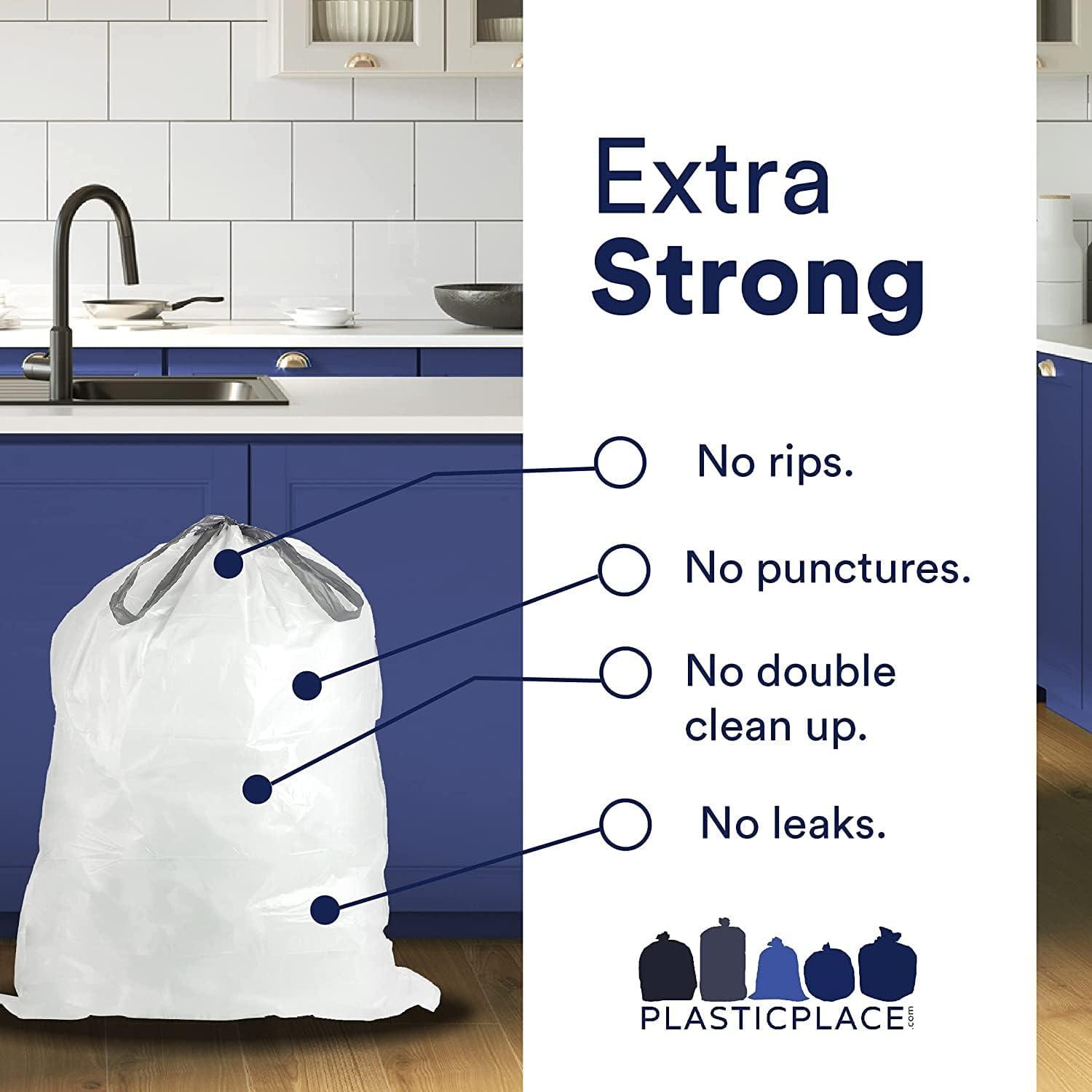 image:imagePlasticplace Trash Bags Code A Fit Compatible 200 Count Garbage Bags Liner White Drawstring Garbage Liners 122 Gallon 45 Liter TearResistant ScentFree for Food Waste amp Small SpacesWhite