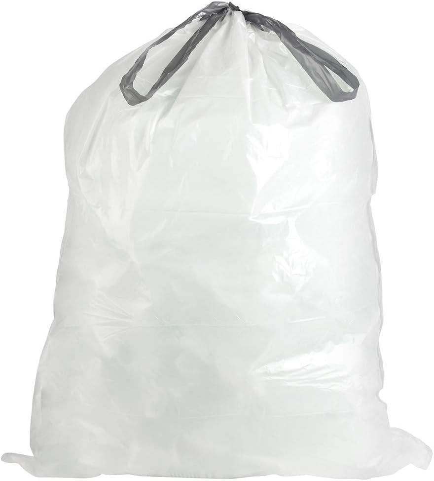 image:imagePlasticplace Trash Bags Compatible with simplehuman Code D 200 Count White Drawstring Garbage Liners 53 Gallon 20 Liter 1575 x 28White