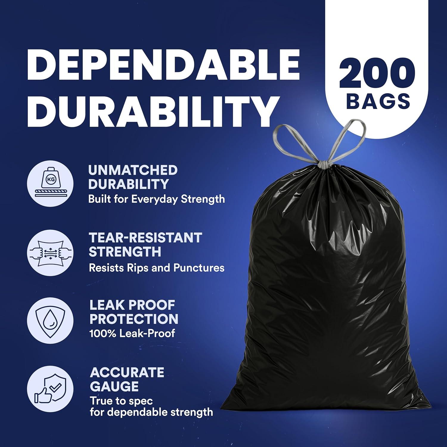 image:imagePlasticplace W13DSBKJR 13 Gallon Trash Bags 12 Mil 50 Count Black Extra Tall Garbage Can Liners 24 x 31Black
