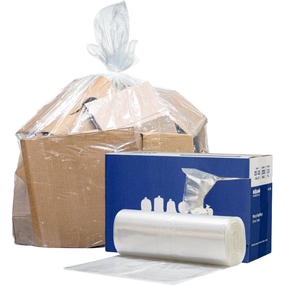 image:imagePlasticplace 2030 Gallon 09 Mil Extra Clear Recycling Bags 30 x 36 200 Count 30 x 36