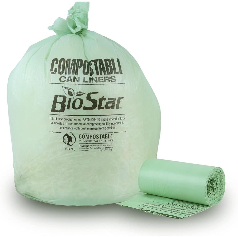 image:imagePlasticplace 2030 Gallon Compostable Trash Bags 085 Mil Green Tint Garbage Can Liners 30 x 36 70 Count