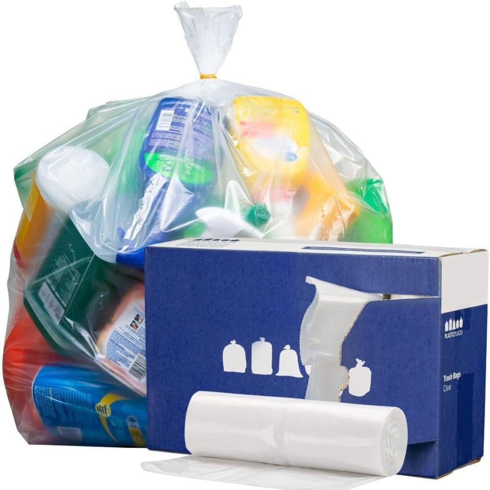 image:imagePlasticplace 4045 Gallon Trash Bags 15 Mil Clear Heavy Duty Garbage Can Liners 40 x 46 100 Count