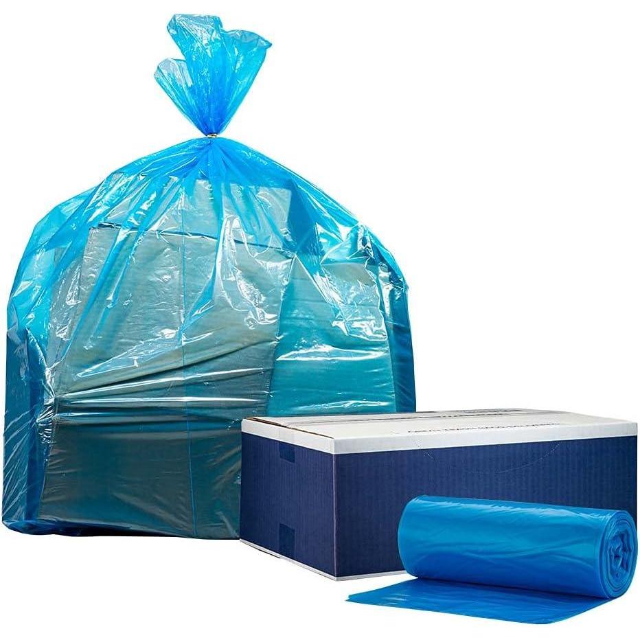 image:imagePlasticplace 65 Gallon Recycling Trash Bags 15 Mil Blue Heavy Duty Garbage Can Liners 50 x 48 50 Count1 Count Pack of 250