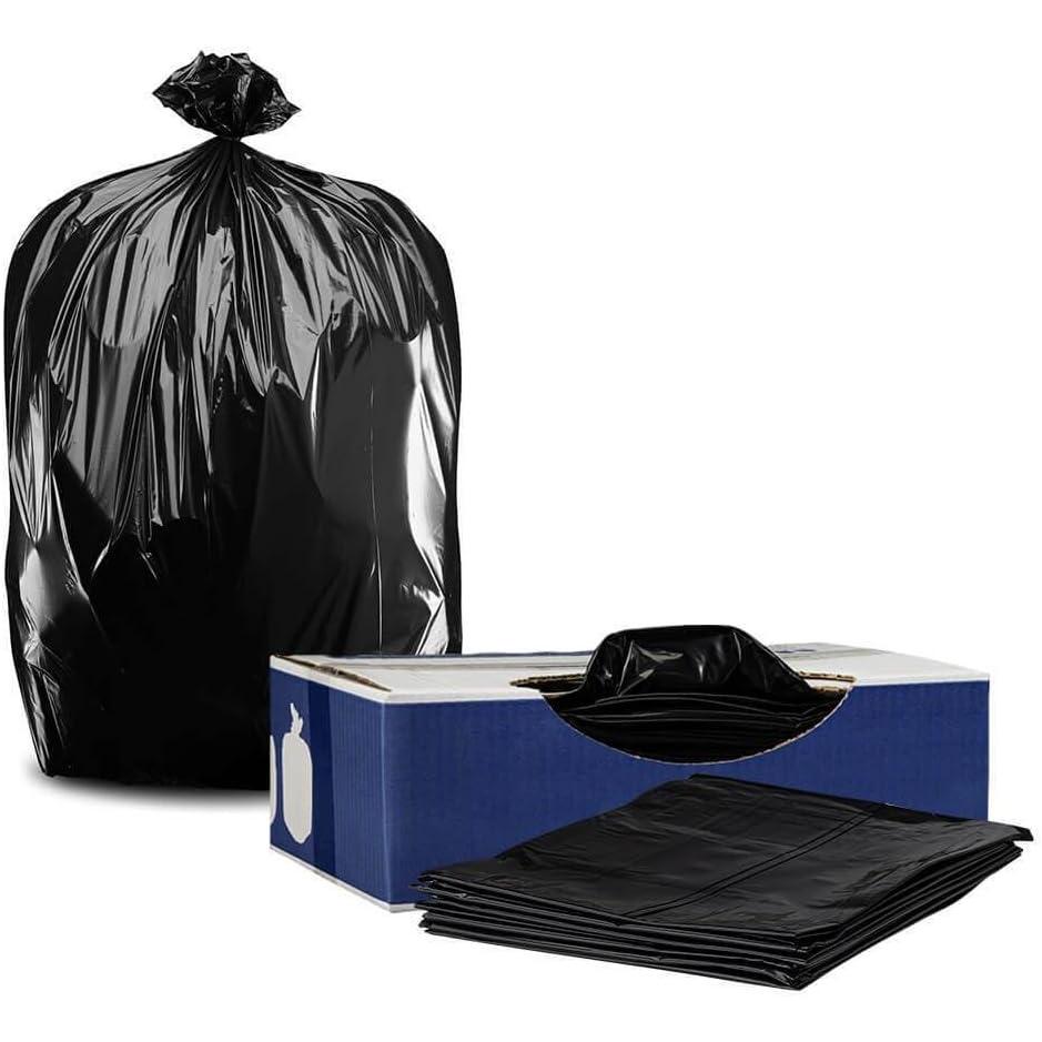 image:imagePlasticplace 65 Gallon Trash Bags 27 Mil Black Heavy Duty Garbage Can Liners 100 Count Pack of 1100 Count Pack of 1