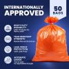 Plasticplace 32-33 Gallon Trash Bags │ 1.5 Mil │ Orange Garbage Can Liners │ 33’” x 39” (100 Count) (W33RNG15)(42 Gallon  3.0 Mil)