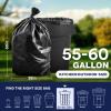 Plasticplace 55-60 Gallon Trash Bags, Heavy Duty Black Garbage Bags, 100 Count for Lawn, Yard, and Outdoor Waste Disposal, Ideal for Industrial Trash Cans, Contractors, and Home Improvement Projects(Black)