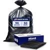 Plasticplace 56 Gallon Trash Bags │ 2.0 Mil │ Black Heavy Duty Liners, Fits Glutton Garbage Can │ 43” x 46” (50 Count)
