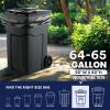 Plasticplace 64-65 Gallon Black Trash Bags, Heavy Duty Toter Can Liners, Tear & Leak-Proof, Industrial Strength, 25 Count, Large Garbage Bags for Kitchen & Commercial Use 1.2 Mil, 50″ x 60″(1 Count (Pack of 25))