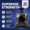 Plasticplace Contractor Trash Bags 42 Gallon 3.0 Mil Rolls Black Heavy Duty Garbage Bag 33.6” x 47.6” (32 Count)(Black)