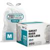 Plasticplace Custom Fit Trash Bags Compatible with Simplehuman Code M 12 Gallon Drawstring Garbage Bags 200 Count Tear-Resistant Trash Can Liners for Kitchen and Office 1.2 Mil White 21″ x 30.5″(White)