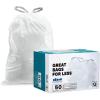 Plasticplace Custom Fit Trash Bags Compatible with simplehuman Code Q (200 Count) Drawstring Garbage Bags 13-17 Gallon White, Tear-Resistant Tall Kitchen Trash Bags for Garbage Cans Recycling 1.2 Mil(Unscented)