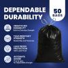 Plasticplace W13DSBKJR 13 Gallon Trash Bags │ 1.2 Mil │ (50 Count) Black Extra Tall Garbage Can Liners │ 24” x 31”(Black)