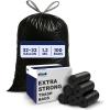 Plasticplace 32-33 Gallon Trash Bags │ 1.2 Mil │ Drawstring Garbage Can Liners │ 33” x 39”, Black, 100 Count