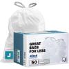 Plasticplace Custom Fit Trash Bags Compatible with Simplehuman Code J – 10-10.5 Gallon Drawstring Garbage Bags, Tear-Resistant, 200 Count White Trash Can Liners for Kitchens, Bathrooms & Offices(50 Count (Pack of 1))