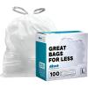 Plasticplace Custom Fit Trash Bags, Compatible with Simplehuman Code L (200 Count) White Drawstring Garbage Liners 4.8 Gallon / 18 Liters, 16.75″ x 24.5″(White)