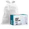 Plasticplace Custom Fit Trash Bags, Compatible with simplehuman Code K Packs, White Drawstring Garbage Liners 10 Gallon, 24” x 28” (20 Count/5 Pack)(White)