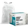 Plasticplace Custom Fit Trash Bags, Compatible with simplehuman Code N (50 Count) White Drawstring Garbage Liners 12-13 Gallon / 45-50 Liters, 22.5″ x 31.5″(1 Count (Pack of 200))