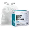 Plasticplace Custom Fit Trash Bags, Compatible with simplehuman Code R (200 Count) White Drawstring Garbage Liners 2.6 Gallon/ 10 Liter 16.5″ x 18″(White)