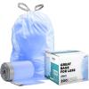 Plasticplace Custom Fit Trash Bags, Compatible with simplehuman Code V (100 Count) White Drawstring Garbage Liners 4.2-4.8 Gallon/ 16-18 Liter, 14.5″ x 27.5″(Blue)